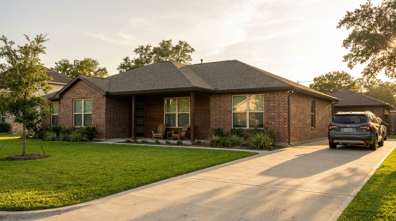 Houston suburban family home representing property inheritance without a will in Texas