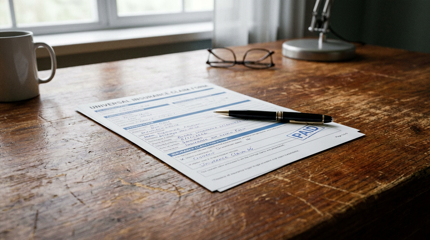 Insurance claim form for Texas car accident