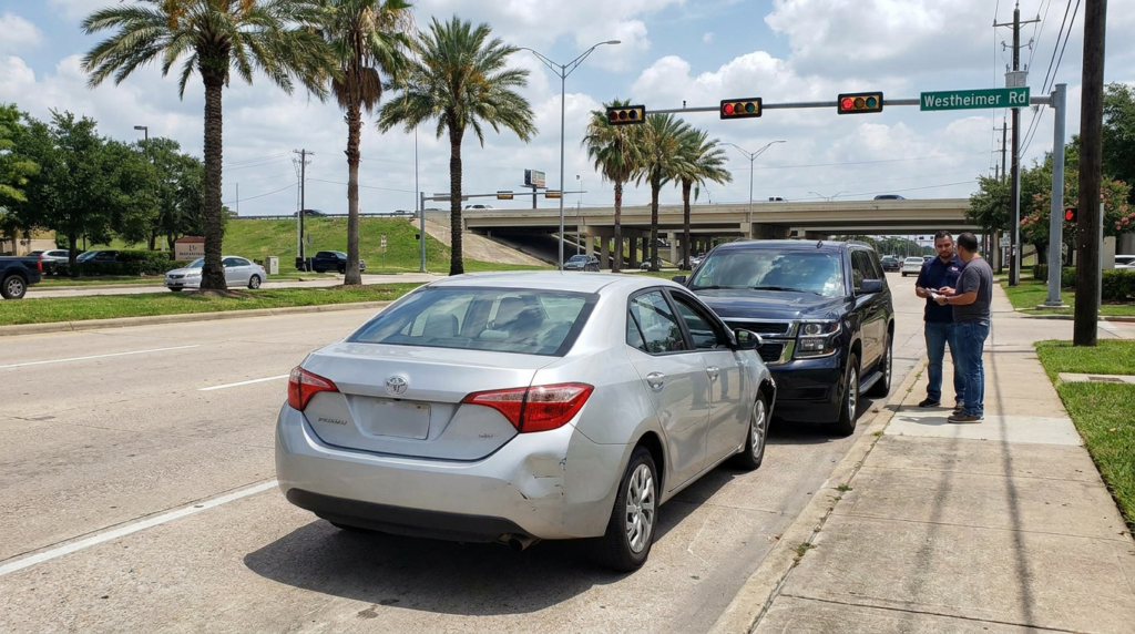 Minor rear-end car accident on Houston Texas street