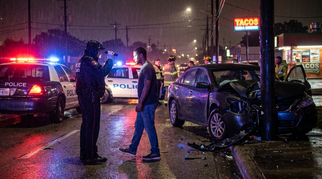 Police sobriety test Houston drunk driver accident