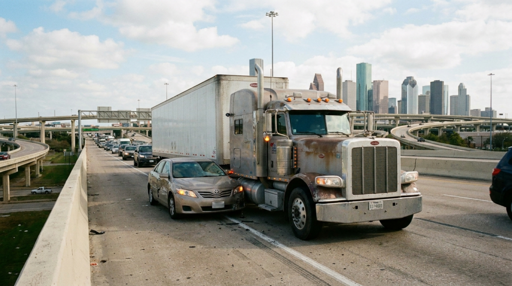 Semi truck accident on Houston highway