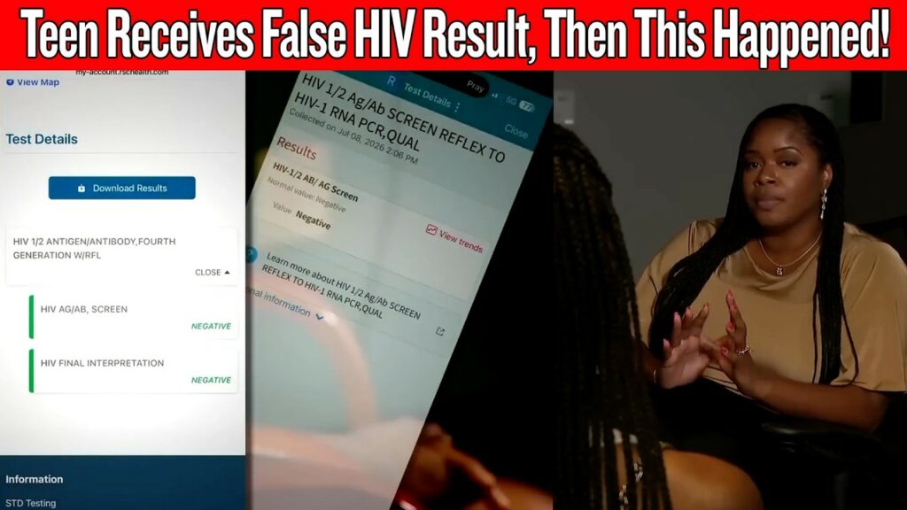 Teen holding phone showing false HIV test result at Texas clinic — negligence case