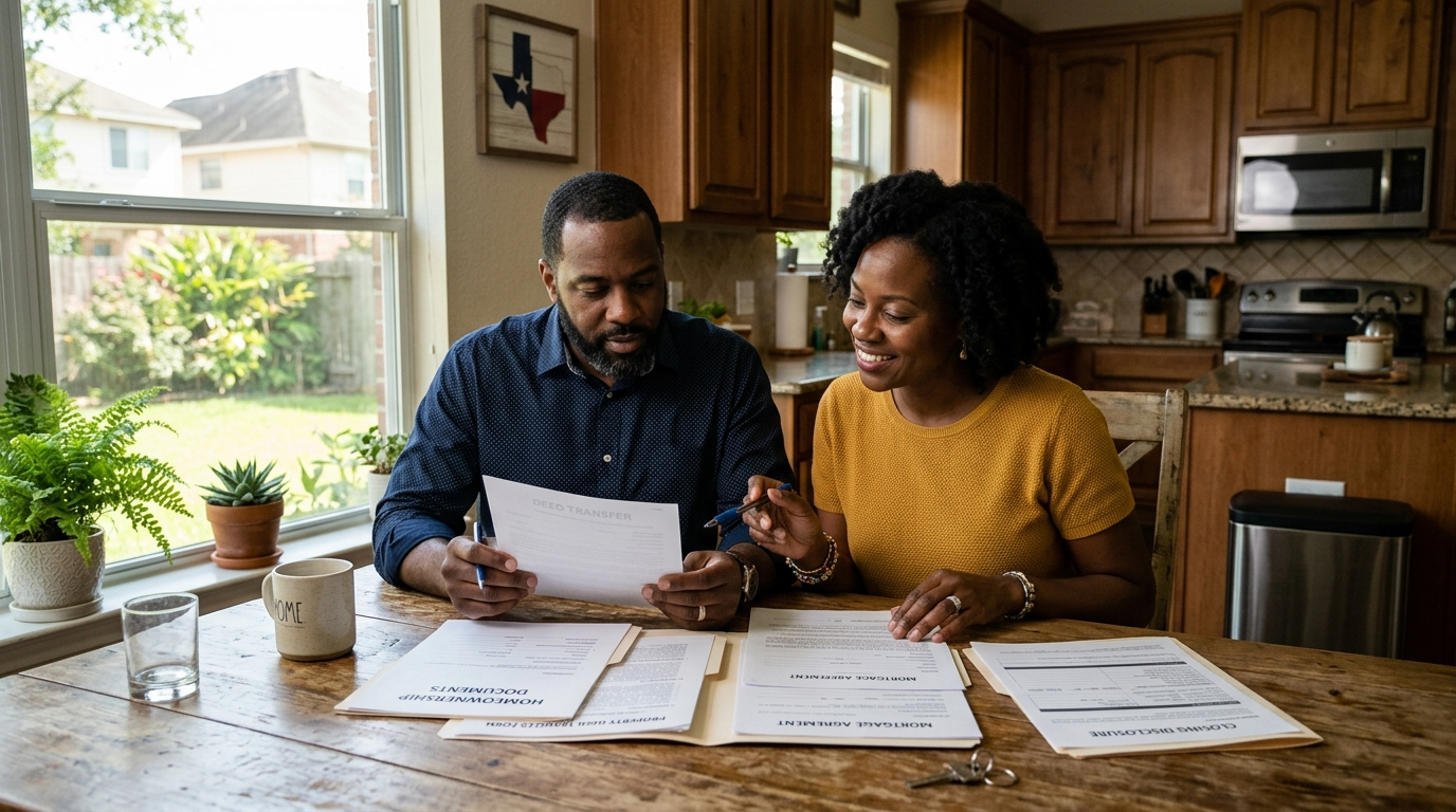 Transfer on Death Deed in Texas — Avoid Probate on Your Home Texas couple reviewing Transfer on Death Deed estate planning documents with attorney