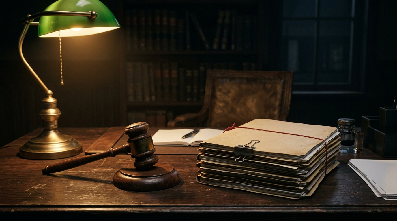 The Right to Film Police in Texas Has One Big Trap Judge's gavel beside a stack of case folders on a dim prosecutor's desk
