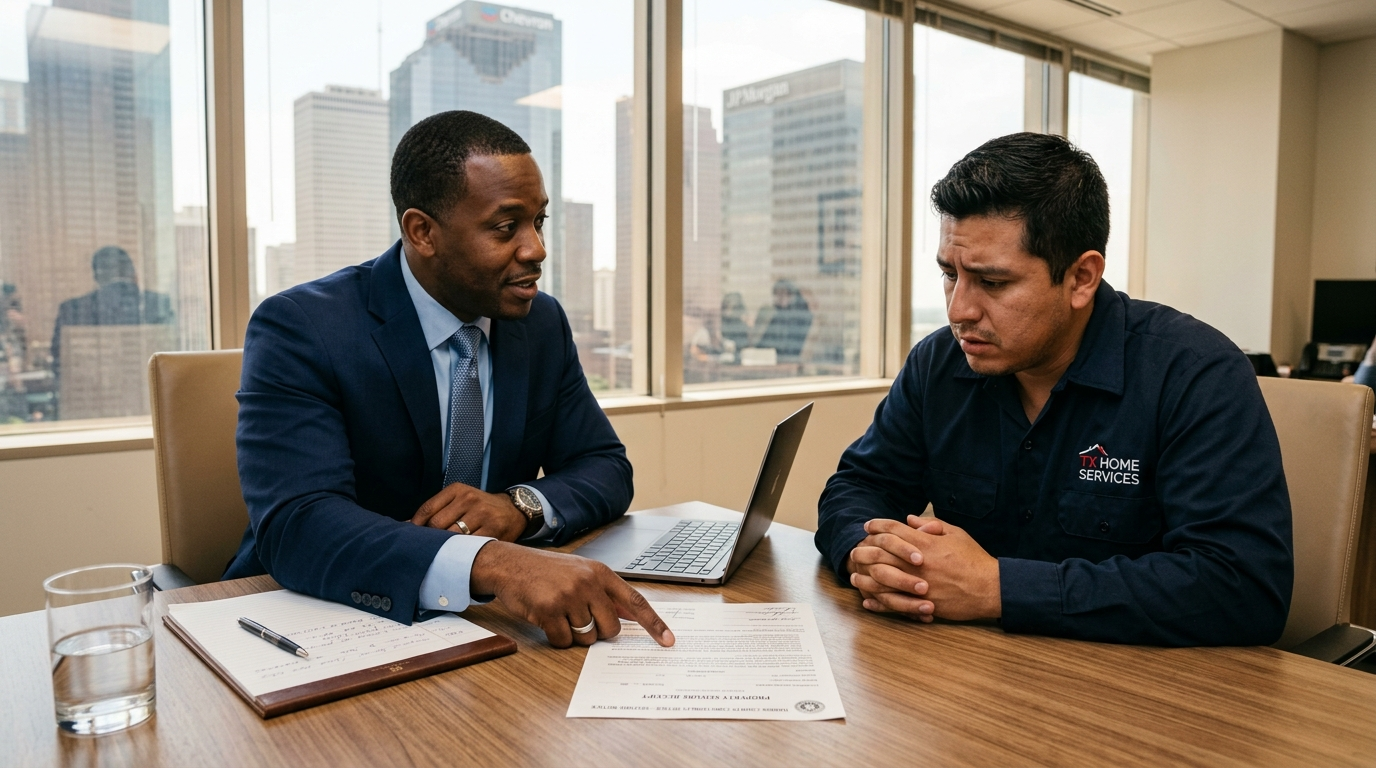 Houston attorney reviewing a property seizure receipt with a client whose money was taken by police