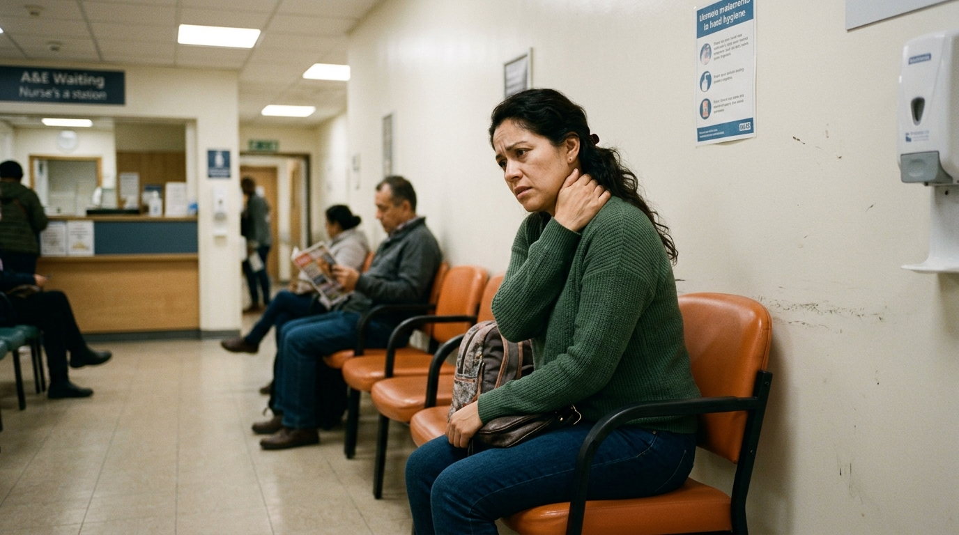 Hispanic woman experiencing pain after a personal injury accident in Texas